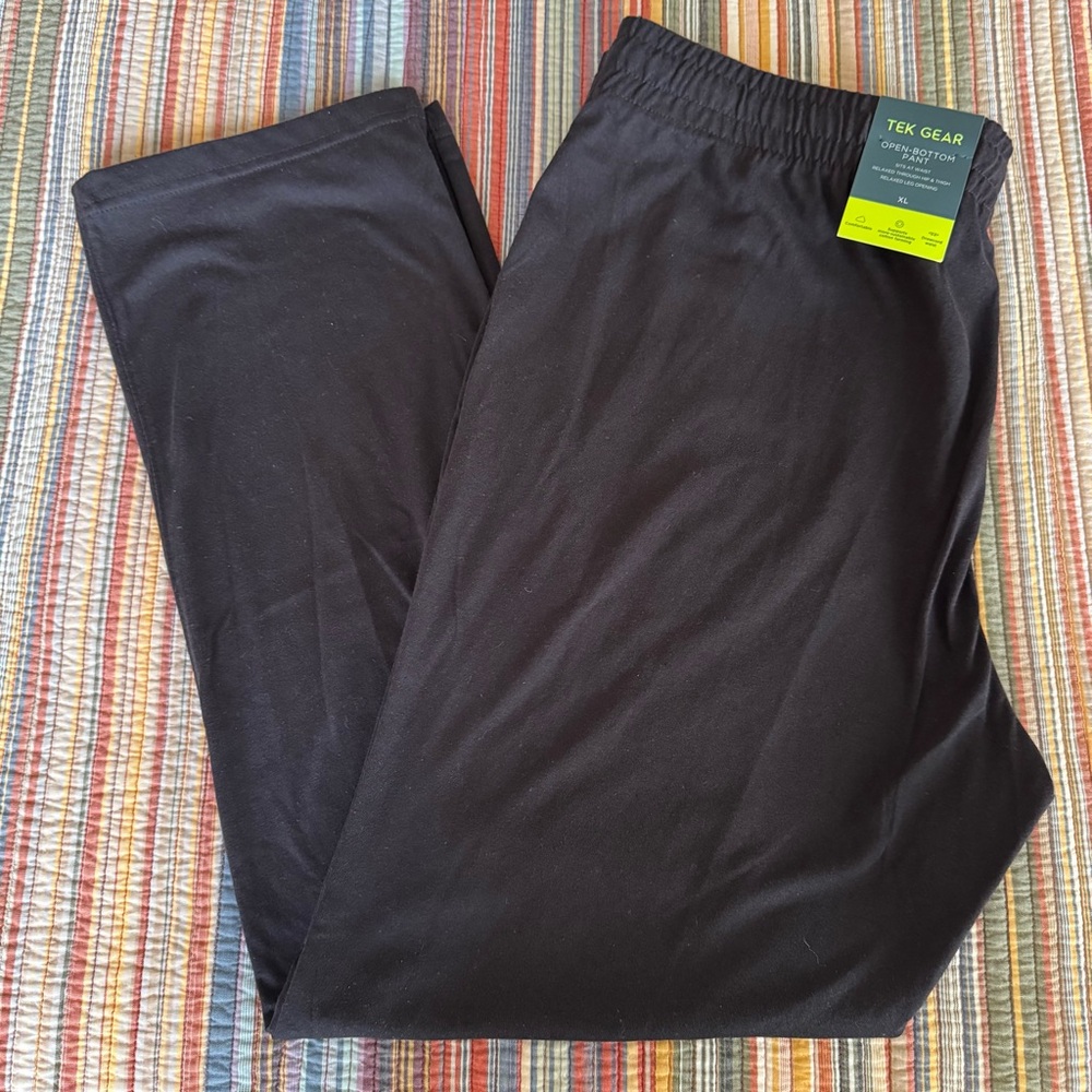 Tek Gear black open-bottom jersey lounge pants Men's XL. NWT sweatpants (2)